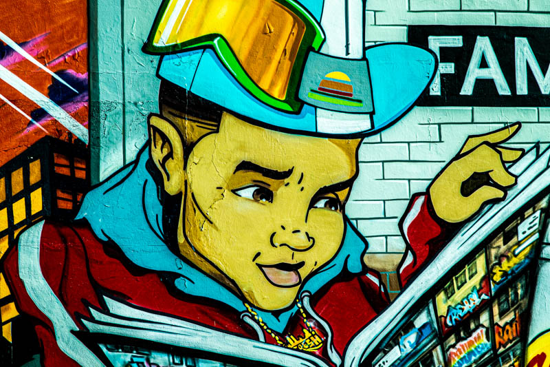 Large-scale mural with abstract figures, Wynwood Arts District